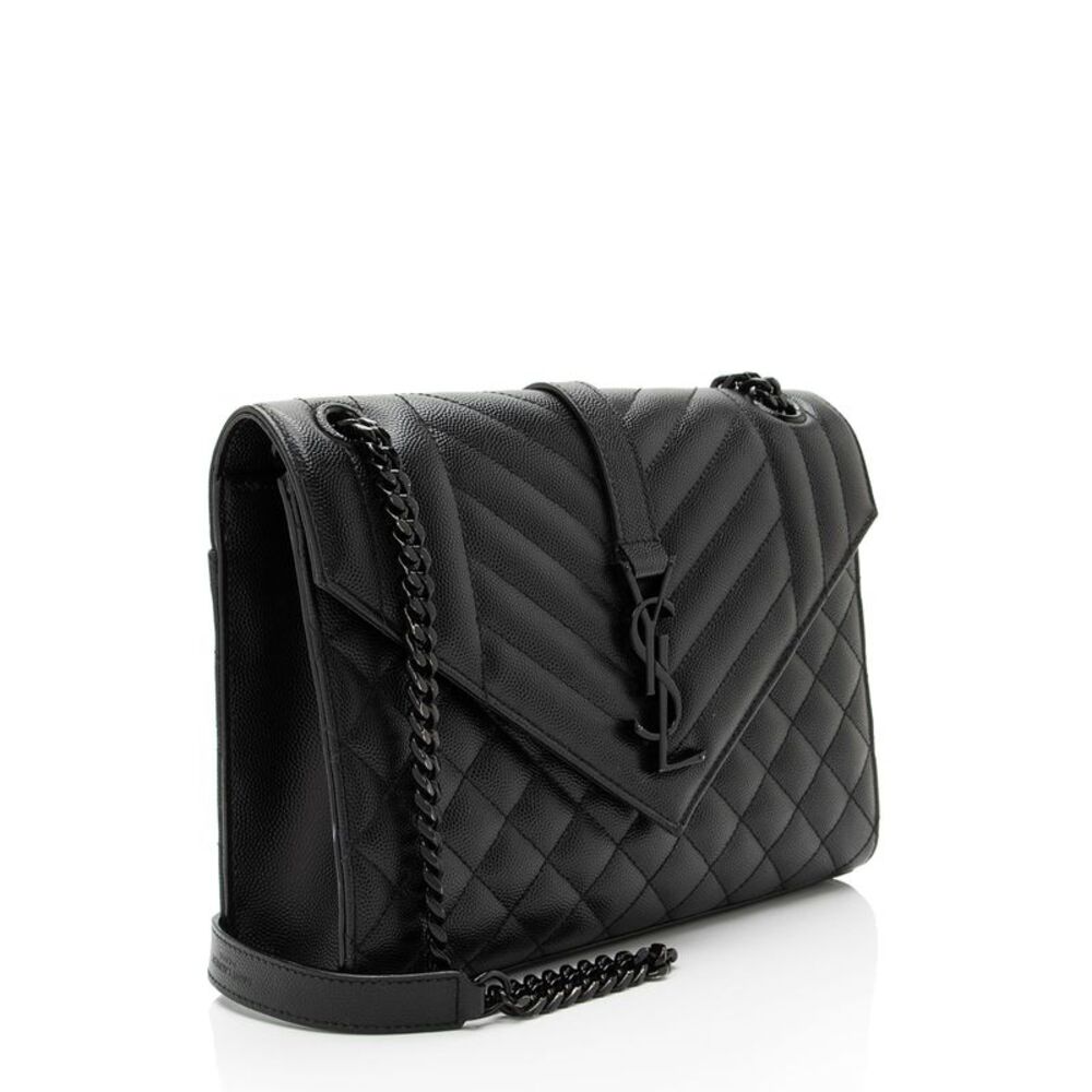 Saint Laurent Mixed Matelasse Grain de Poudre Monogram Medium Shoulder Bag - Picture 2 of 14